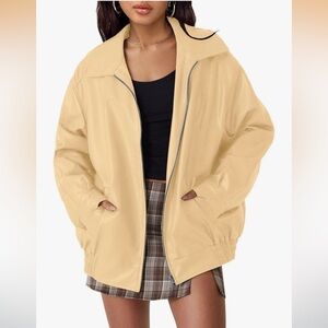 NWT Oversized Faux Leather Motorcycle Jackets Khaki Medium